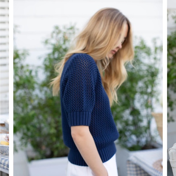 Marea SARA SHORT SLEEVE SWEATER - NAVY - Picture 3 of 6